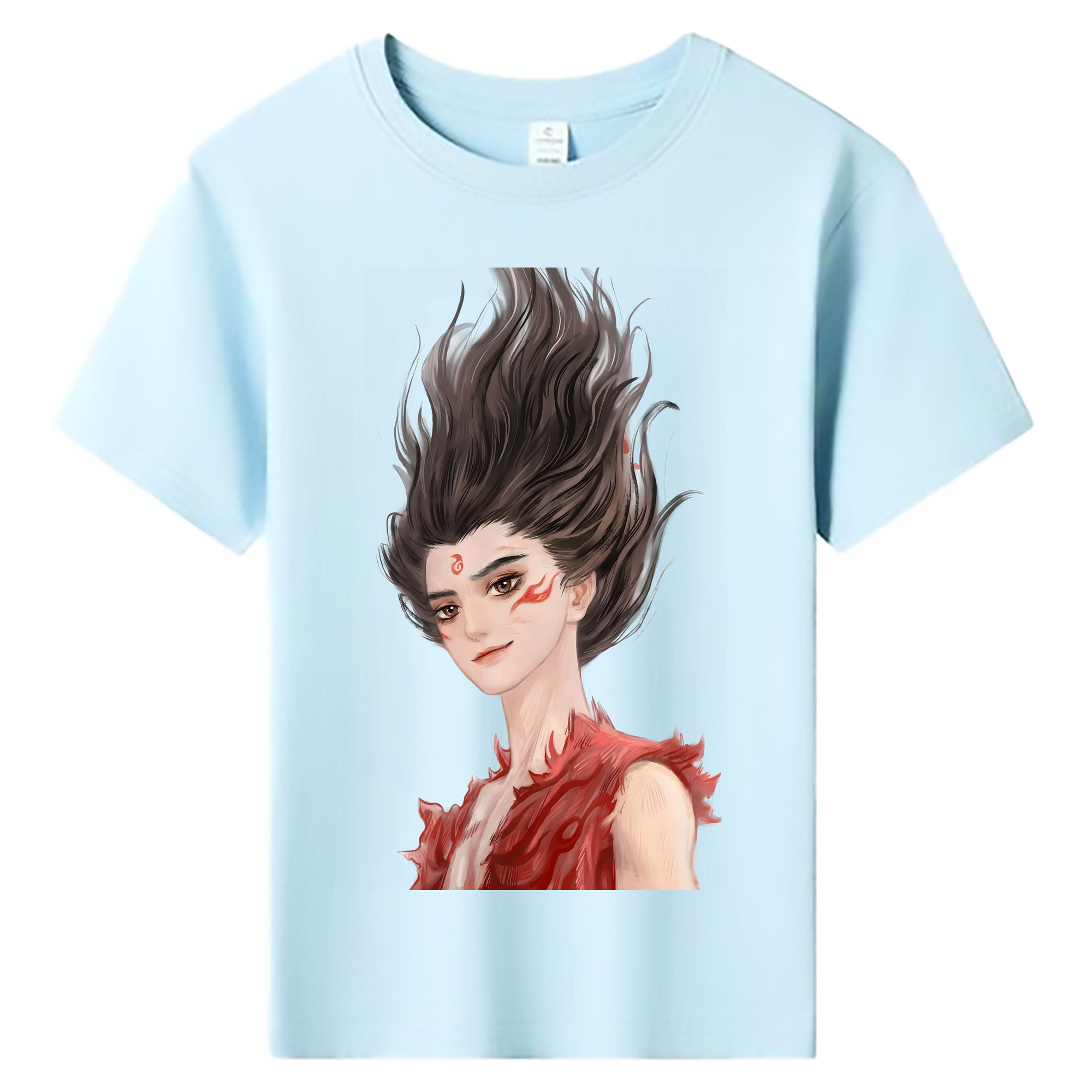 （画像用） Ne Zha 2 ナタ 魔童の大暴れ 綿100％キッズTシャツ（フロントプリント）
